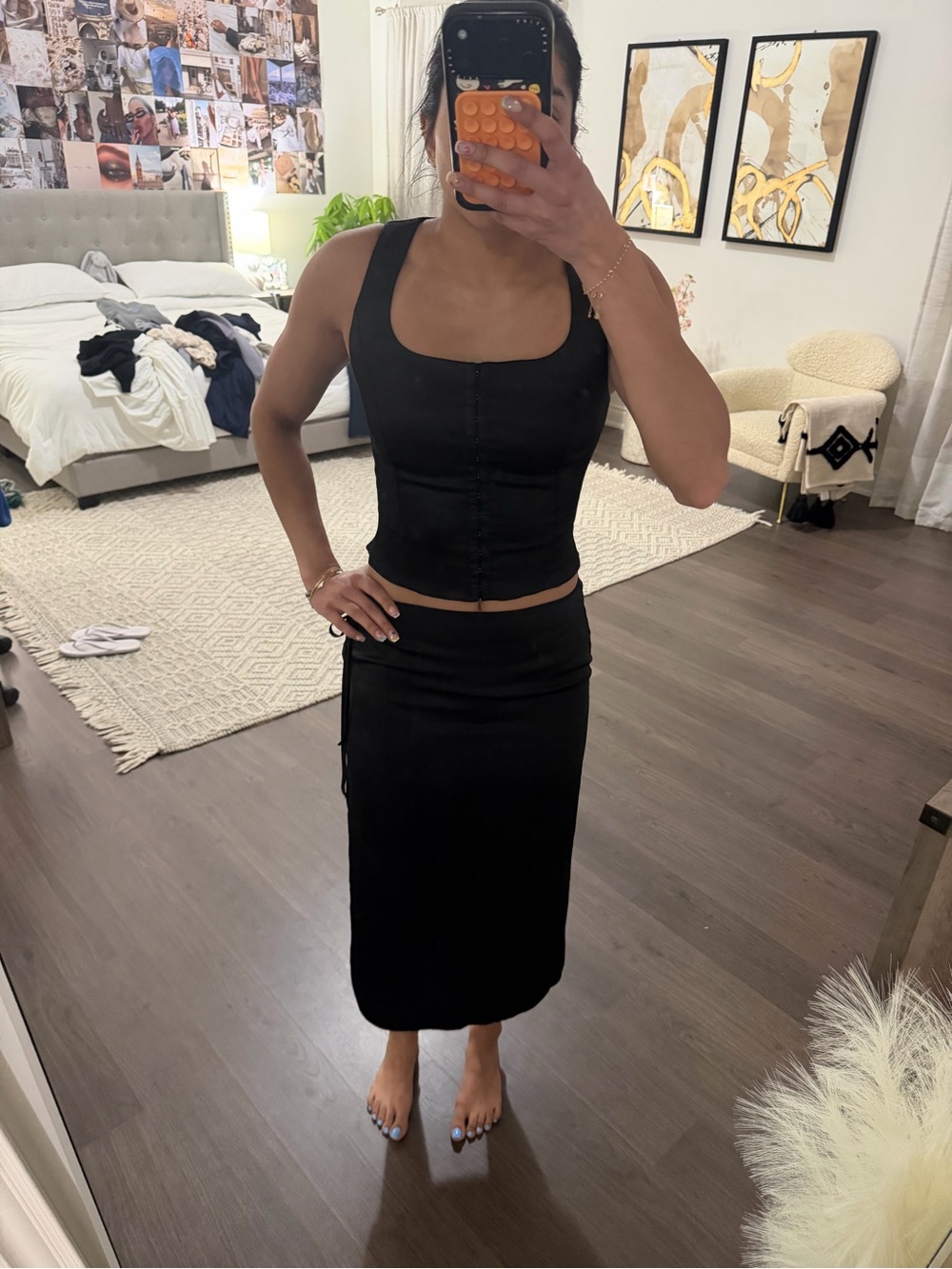 Wilfred Black Slip Midi Skirt